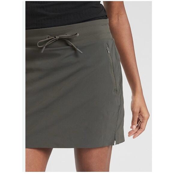 Athleta Womens Run With It Skort Green/Black Hombre Stretch Zip Pocket Size XL - Picture 2 of 13